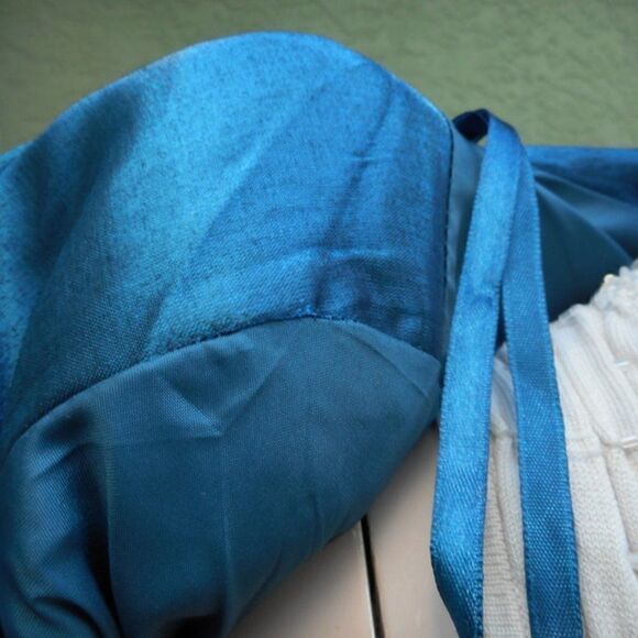 EUC KM COLLECTIONS by MILLA BELL Teal Shiny Jacket w/Sequins Size:8 - Picture 15 of 16